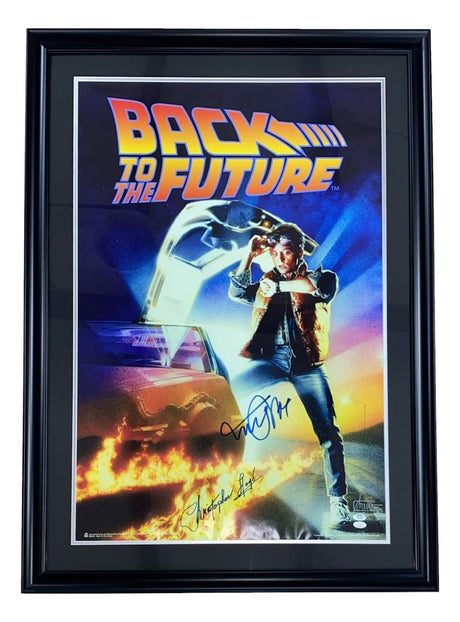 Michael J Fox Christopher Lloyd Signed Framed BTTF Poster PSA+JSA Hologram - Sports Integrity