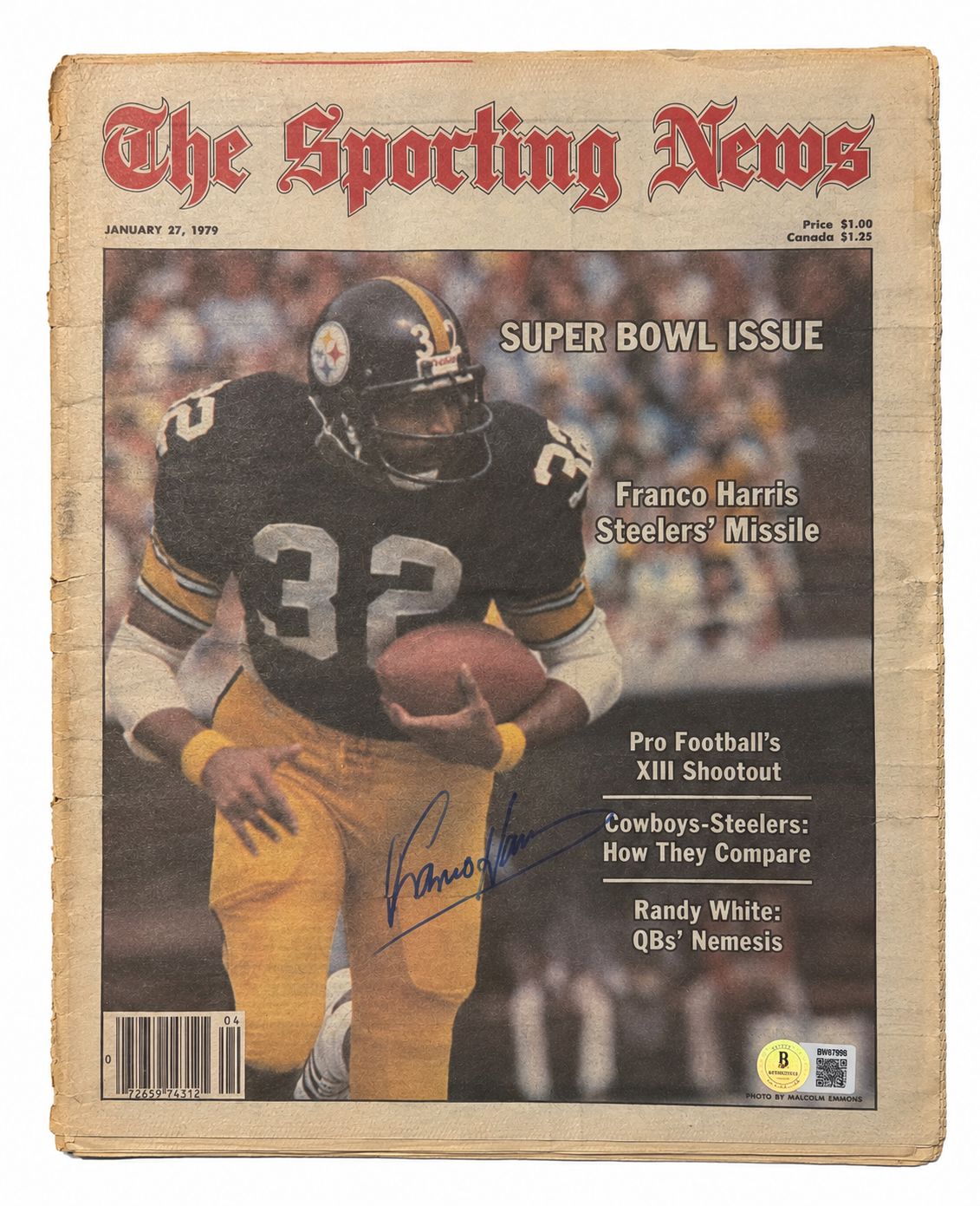Franco Harris Pittsburgh Steelers Signed 1979 Sporting News Newspaper BAS