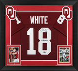 Oklahoma Jason White "03 Heisman" Signed Maroon Pro Style Framed Jersey BAS Wit