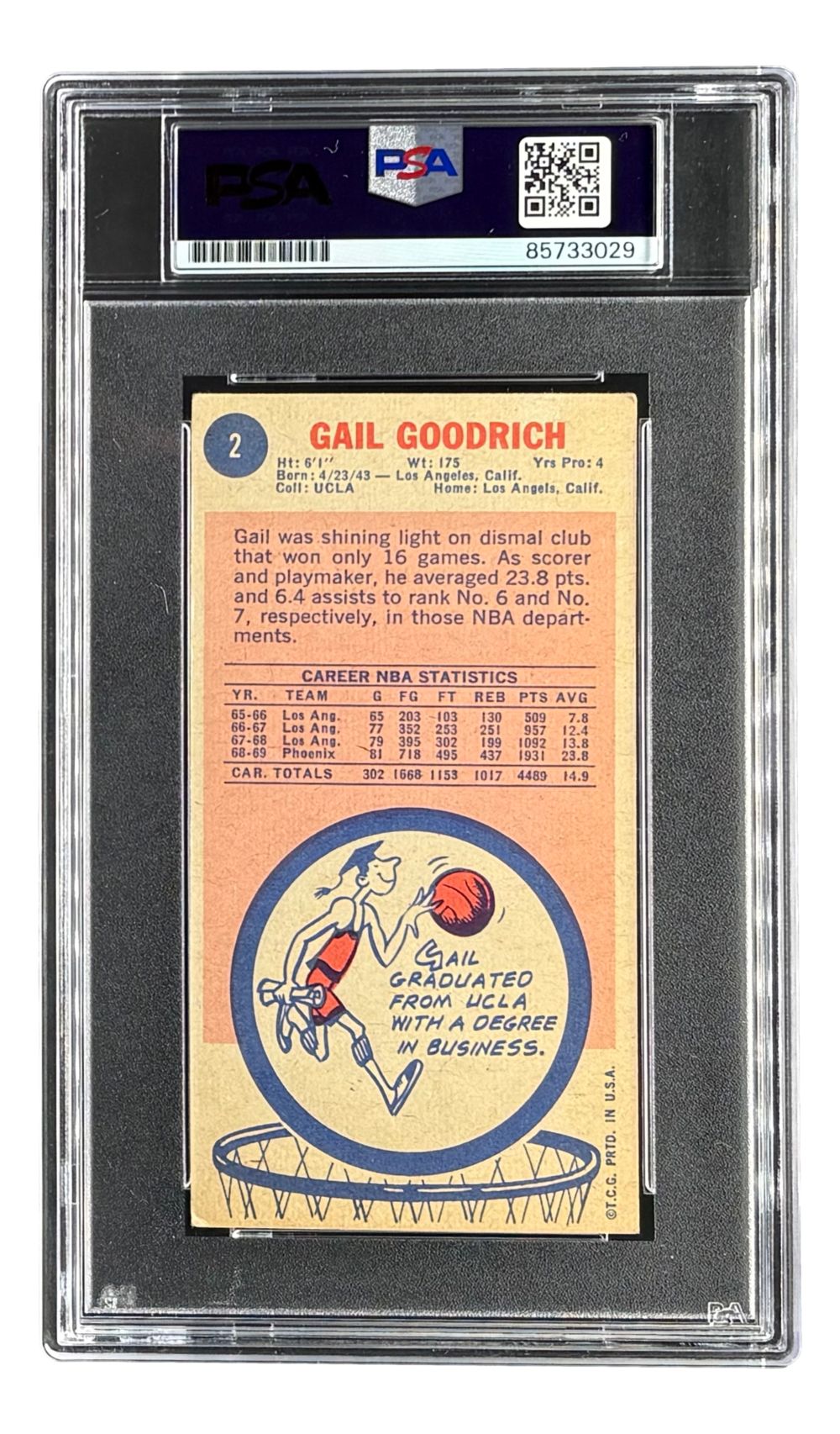 Gail Goodrich Signed 1970/71 Topps #2 Lakers Trading Card w/ 3 Insc PSA/DNA
