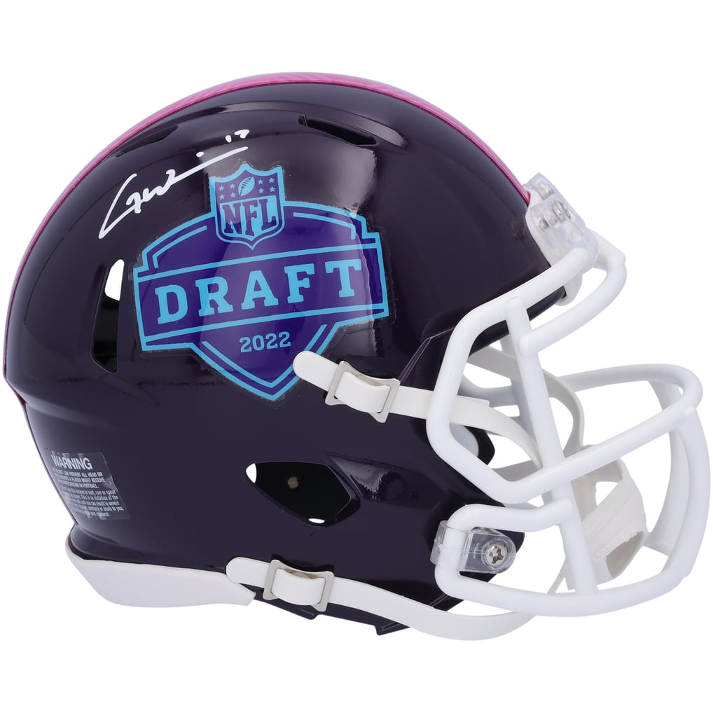 Garrett Wilson Autograhed 2022 NFL Draft Logo Speed Mini Helmet Fanatics