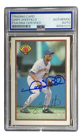Gary Sheffield Signed 1989 Bowman #142 Milwaukee Brewers Rookie Card PSA