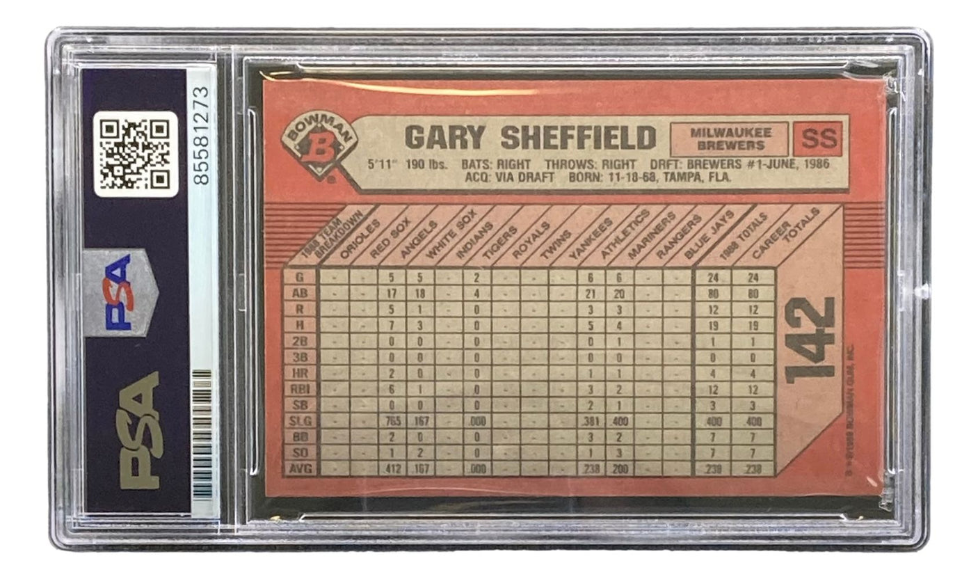 Gary Sheffield Signed 1989 Bowman #142 Milwaukee Brewers Rookie Card PSA