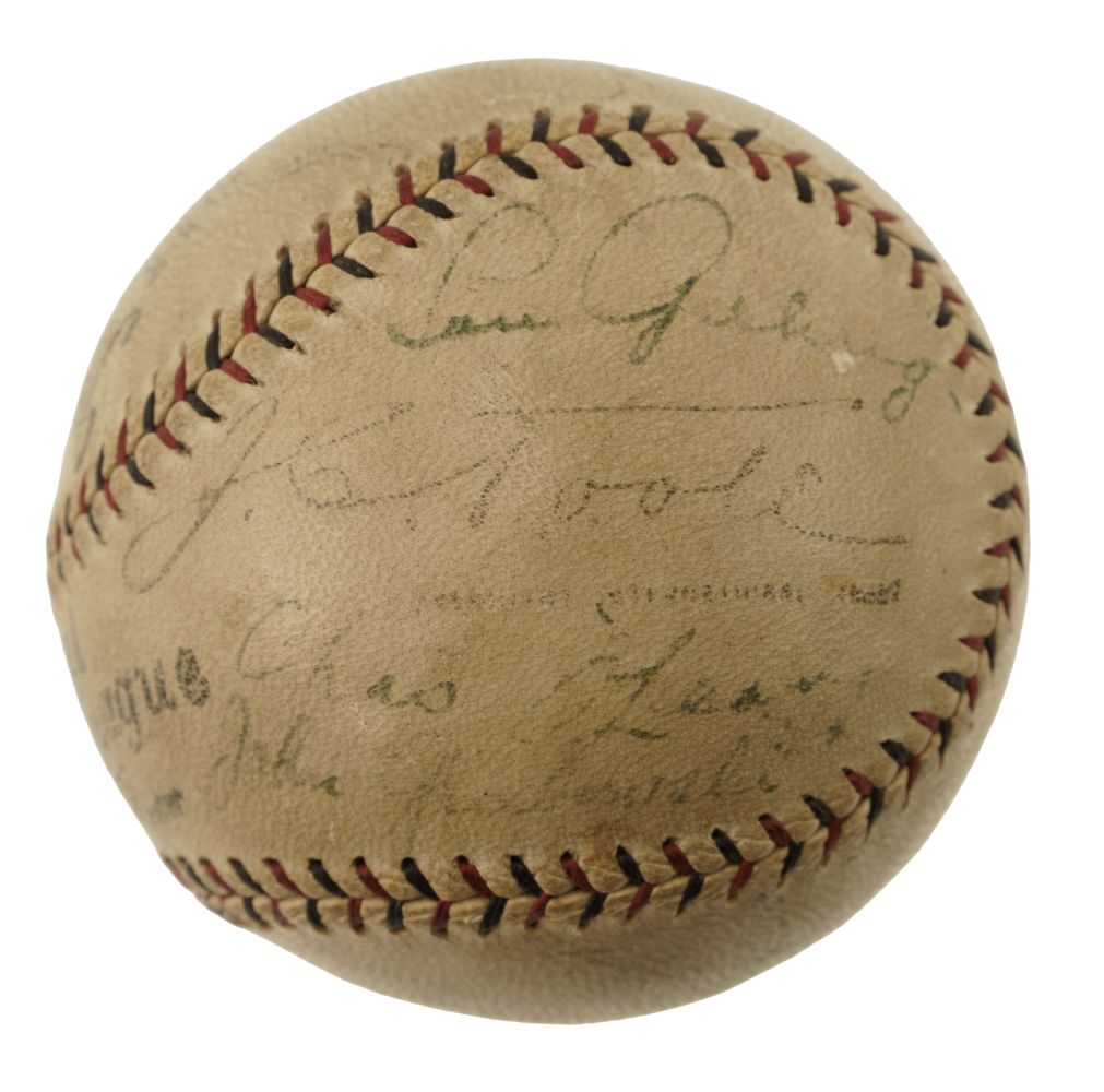 Lou Gehrig 1928 New York Yankees Team Signed Official NL Baseball JSA