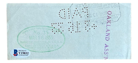 George Kelly New York Giants Signed March 11 1933 Bank Check BAS - Sports Integrity