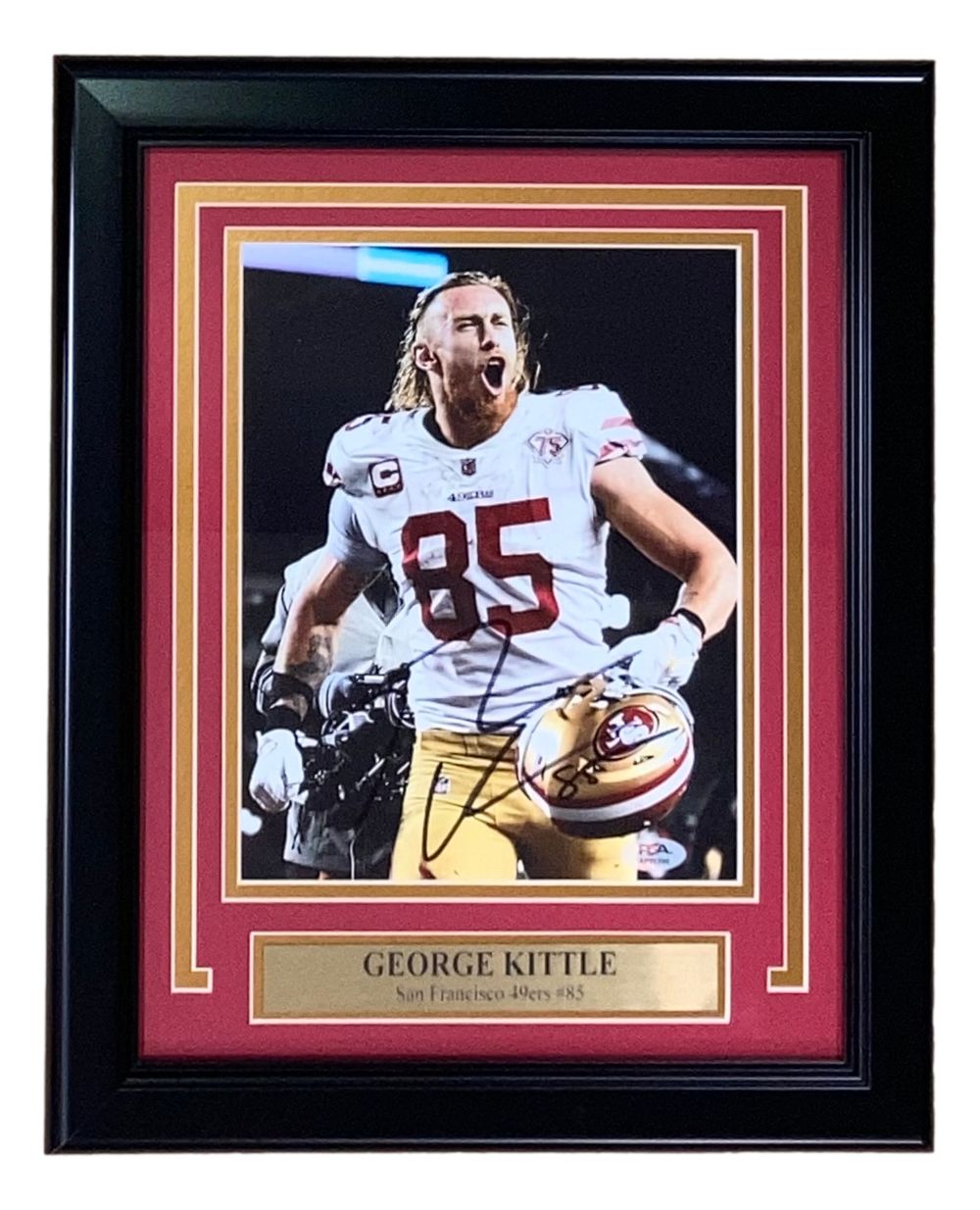 George Kittle Signed Framed 8x10 San Francisco 49ers Photo PSA/DNA Hologram