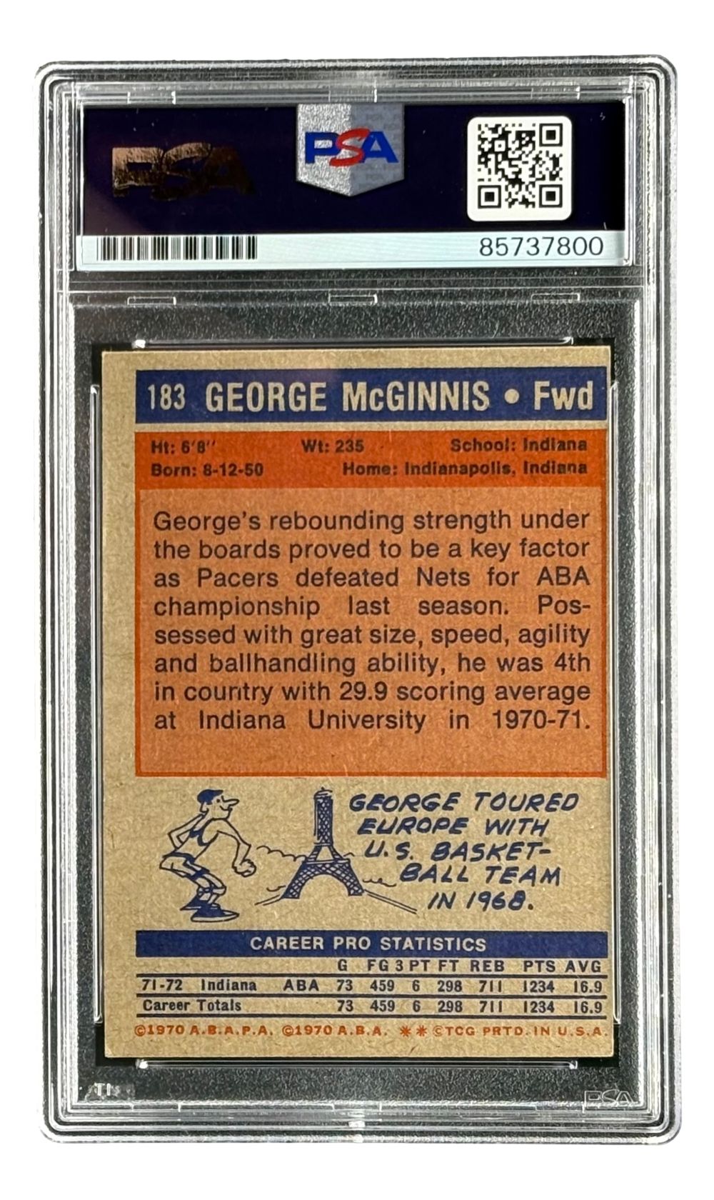 George McGinnis Signed 1972/73 Topps #183 Pacers Rookie Card PSA/DNA
