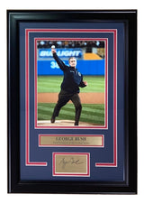 President George W Bush Framed 8x10 2001 WS First Pitch Photo w/ Laser Auto