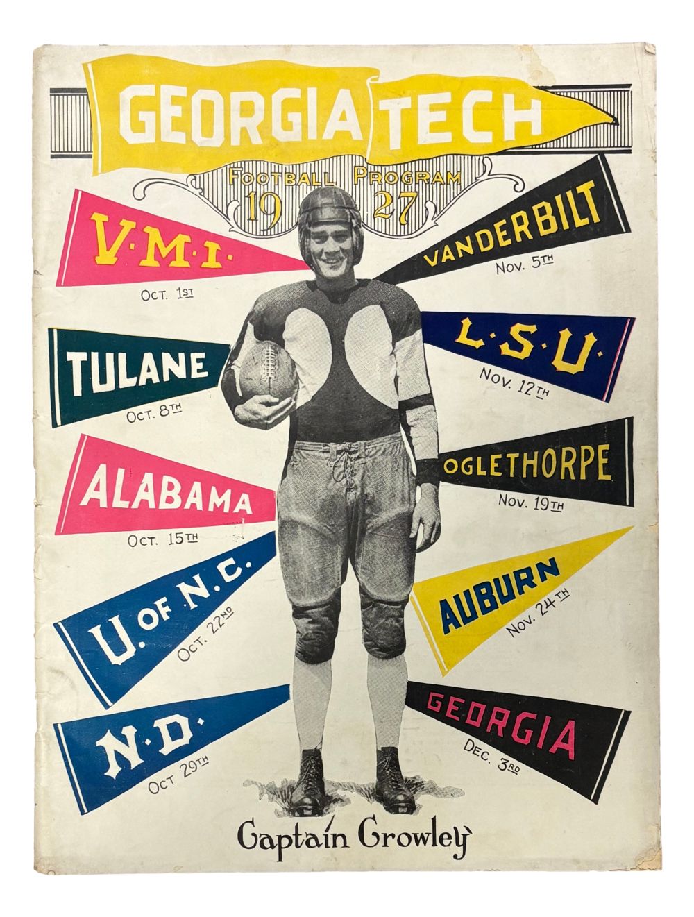Georgia Tech Yellow Jackets 1927 Football Yearbook Program Captain Growley Cover