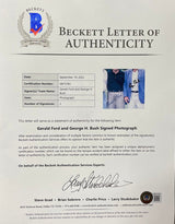 Gerald Ford George H. Bush Signed Framed 8x10 Photo BAS LOA - Sports Integrity