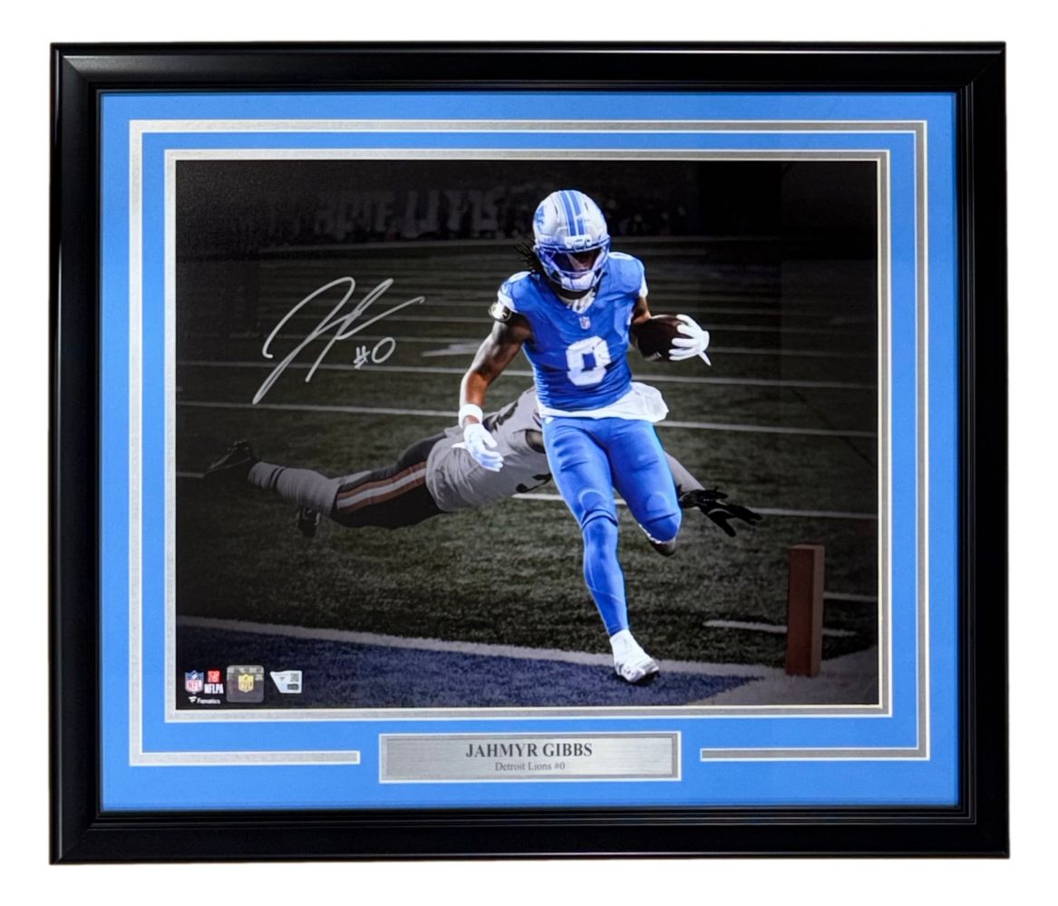 Jahmyr Gibbs Signed Framed 16x20 Detroit Lions Photo Fanatics
