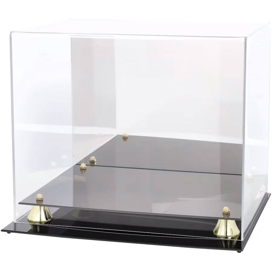 Fanatics Black Base & Gold Risers Display Case For Full Size Helmets With Mirror Stock #220703