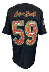 The Sports Integrity Graham Williams Signed Eagles Super Bowl 59 (LIX) Nike Ltd Jersey features "Super Bowl" lettering, the number 59 with autographs inside, and official Super Bowl patches on both sleeves.
