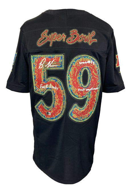 The Sports Integrity Graham Williams Signed Eagles Super Bowl 59 (LIX) Nike Ltd Jersey features "Super Bowl" lettering, the number 59 with autographs inside, and official Super Bowl patches on both sleeves.