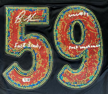 Graham Williams Signed Eagles Super Bowl 59 LIX Nike Ltd Jersey, featuring bold number 59 on black. From Sports Integrity. Includes white autograph and handwritten text: "Fuck Study and fuck work!!!.