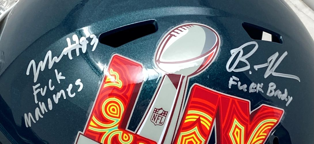 B Graham M Williams Signed FS SB59 LIX Rep Helmet F Brady F Mahomes BAS w/ Case