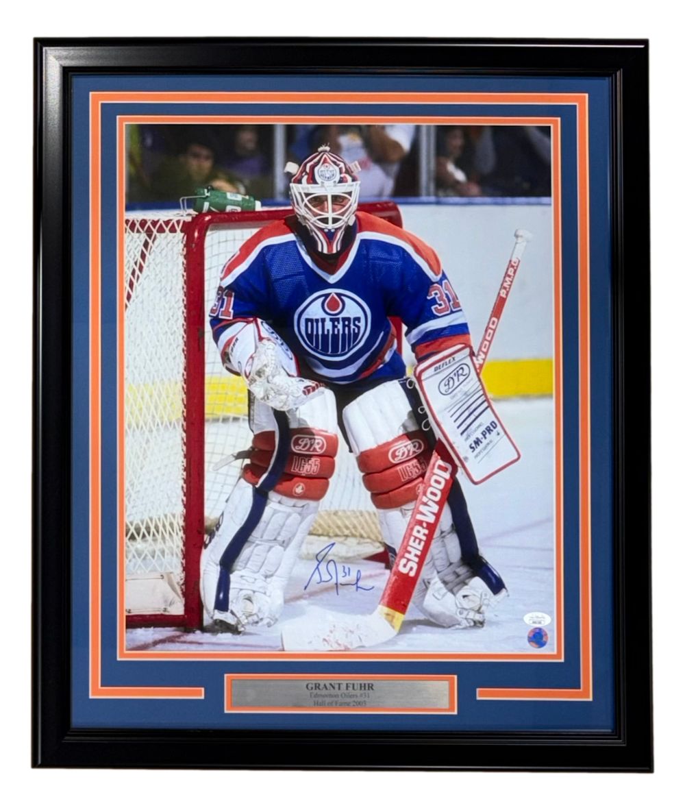 Grant Fuhr Signed Framed 16x20 Edmonton Oilers Photo JSA