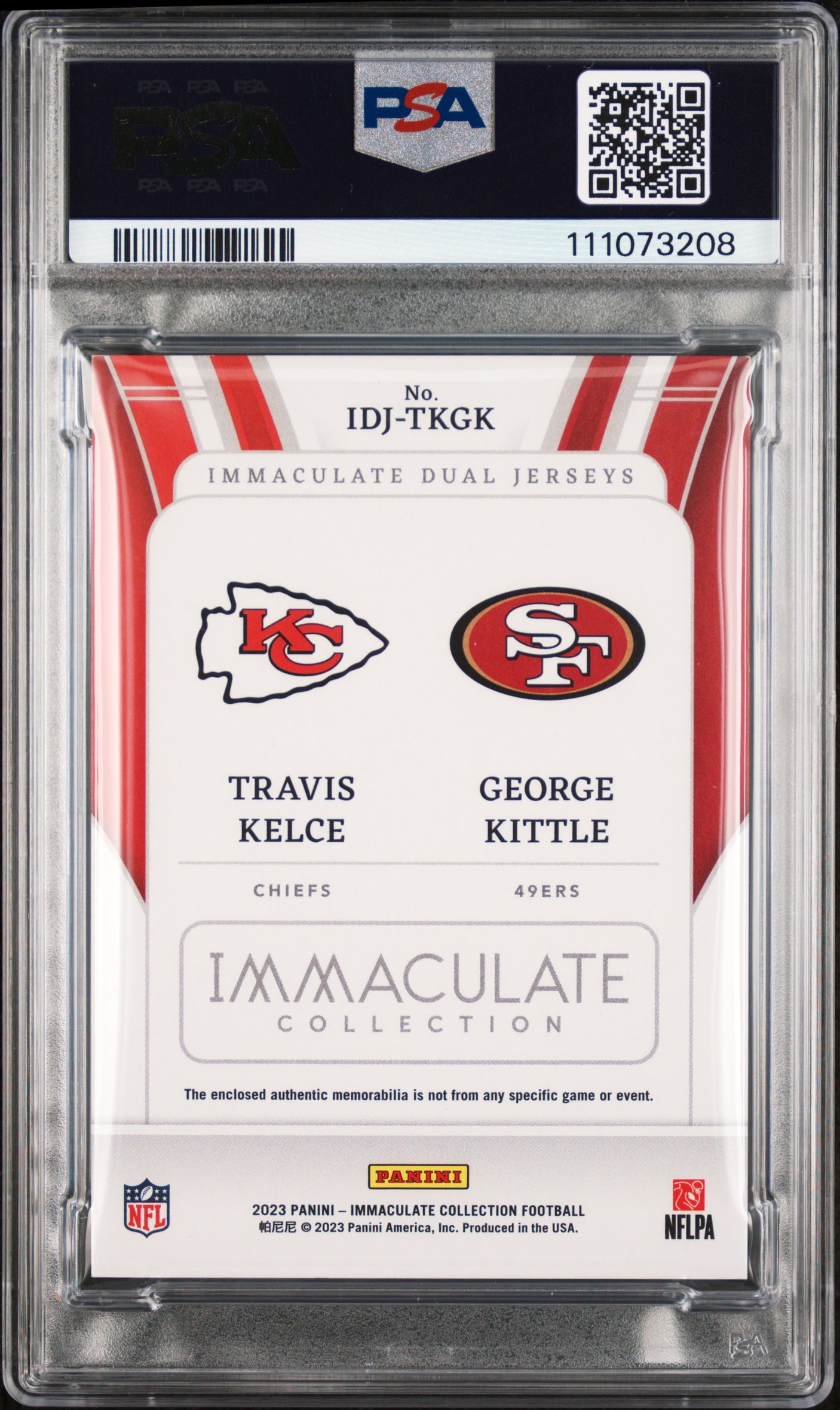 Travis Kelce & George Kittle Signed 2023 IDJ #IDJTKGK Card Auto 9 PSA Slabbed 1