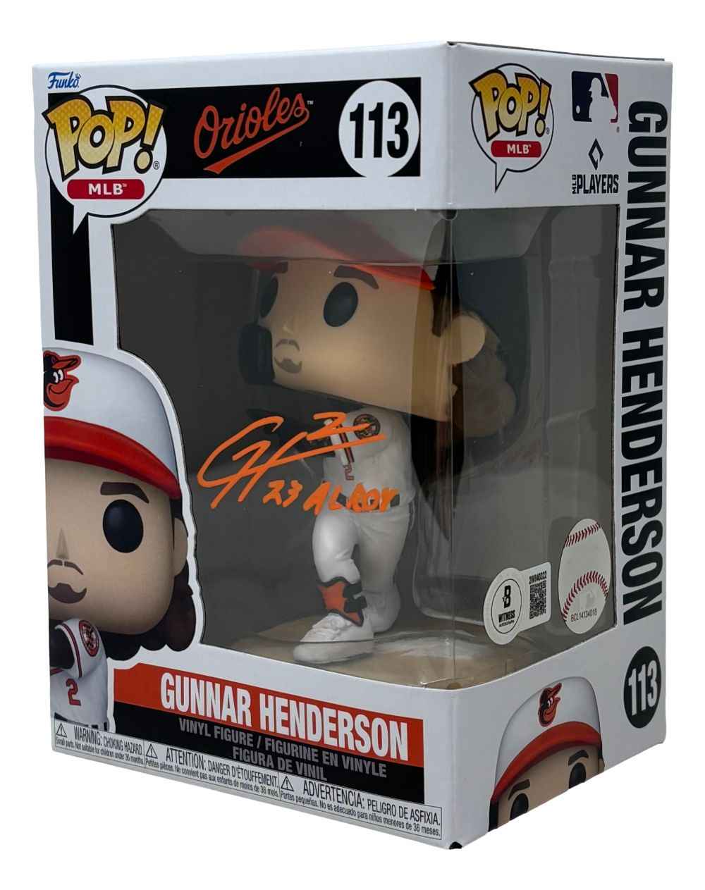 Gunnar Henderson Signed Baltimore Orioles Funko Pop #113 23 AL ROY BAS