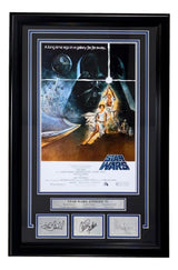 Hamill Fisher Ford Framed 11x17 Star Wars A New Hope Photo w/ Engraved Autos