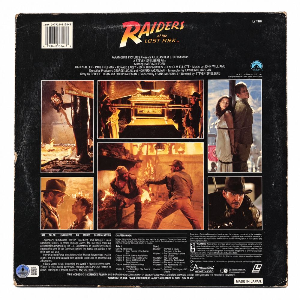 Harrison Ford Signed Indiana Jones Raiders Of The Lost Ark Laserdisc Cover BAS
