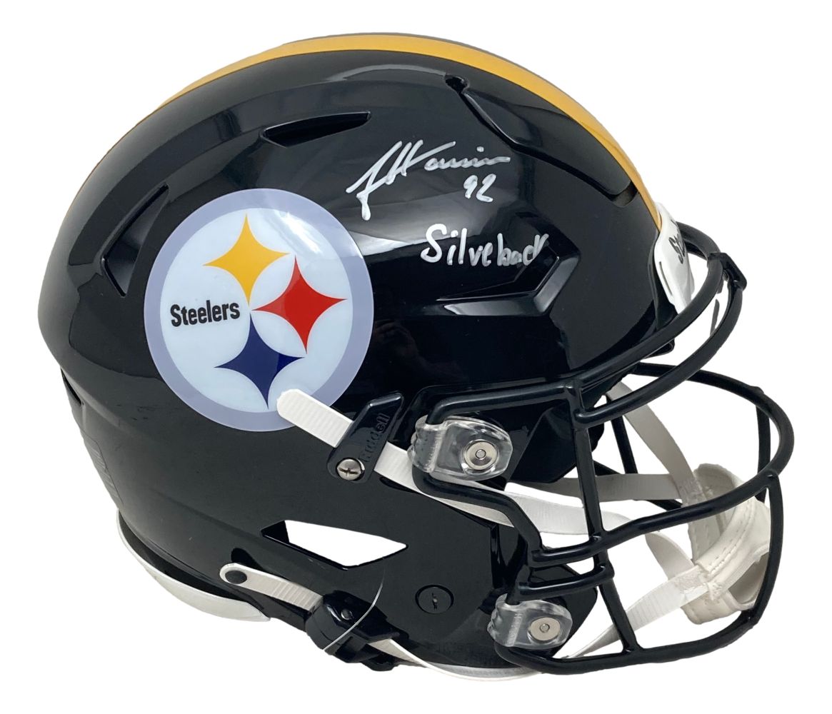 James Harrison Signed Steelers FS Authentic SpeedFlex Helmet Silverback BAS