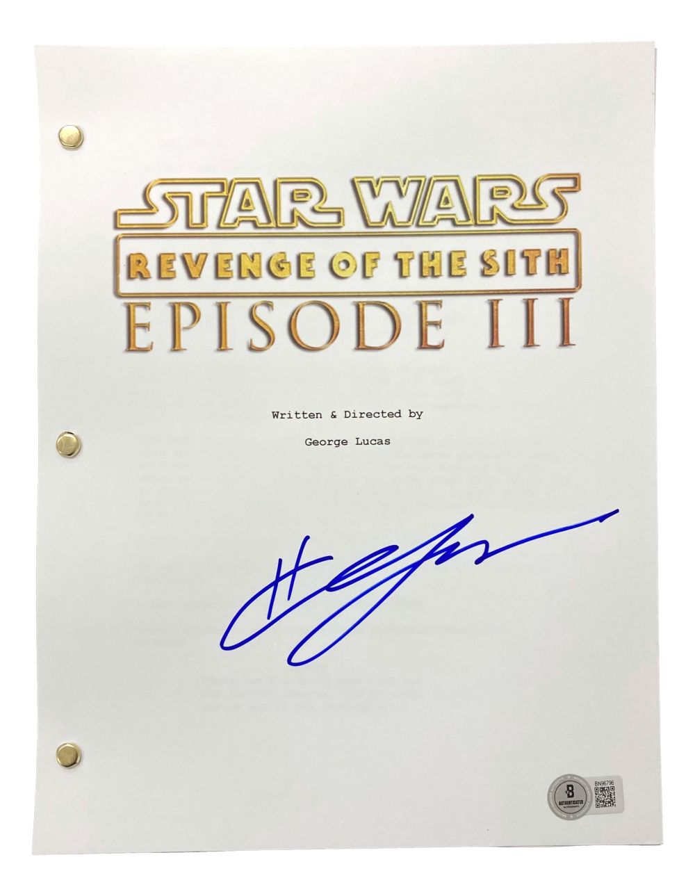 Hayden Christensen Signed Star Wars Revenge Of The Sith Full Movie Script BAS