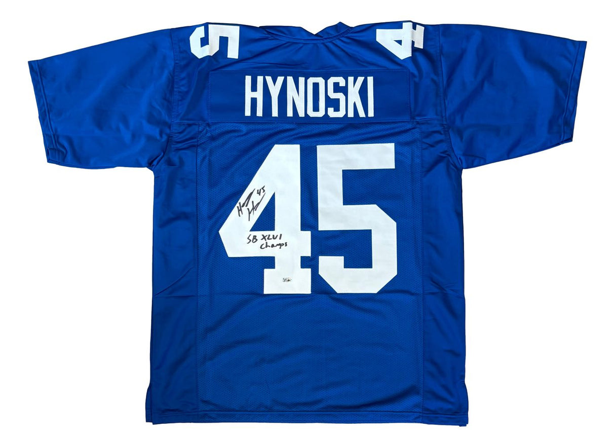 Henry Hynoski New York Signed Blue Football Jersey SB XLVI Champs SI COA