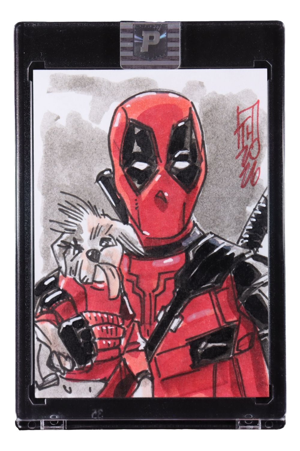 Deadpool Original 1/1 Sketch Card Signed by Artist Tom Hodges