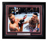 Max Holloway Signed Framed 16x20 MMA Fight vs Justin Gaethje JSA QR