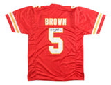 Hollywood Brown Kansas City Signed Red Football Jersey JSA QR Hologram