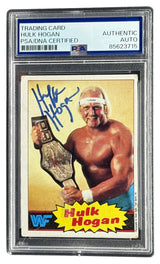 Hulk Hogan Signed 1985 Topps #1 WWF WWE Rookie Card 2 PSA
