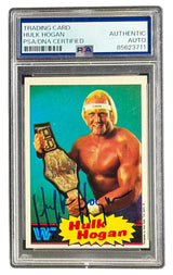 Hulk Hogan Signed 1985 Topps #16 WWF WWE Rookie Card 2 PSA