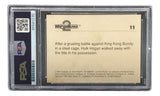 The Hulk Hogan Signed 1990 Classic WWF Wrestlemania #11 Trading Card by Sports Integrity is PSA-graded and encased in a clear plastic holder with barcode and labels.