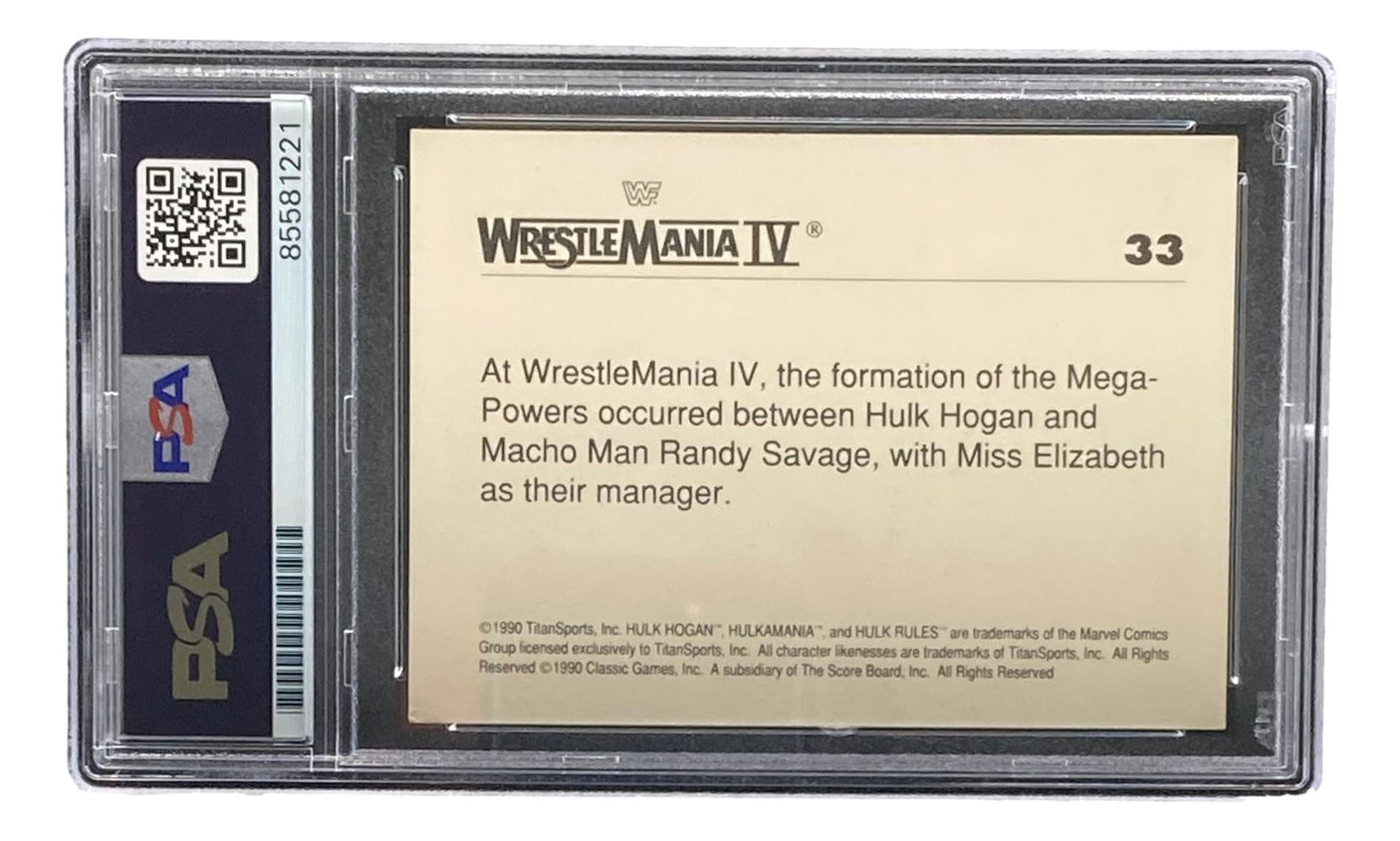 Hulk Hogan Signed 1990 Classic WWF Wrestlemania #33 Trading Card PSA
