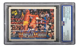 The Sports Integrity Hulk Hogan Signed 1990 Classic WWF Wrestlemania #94 Trading Card comes PSA graded, featuring Hogan battling in the ring and his autograph on the card.