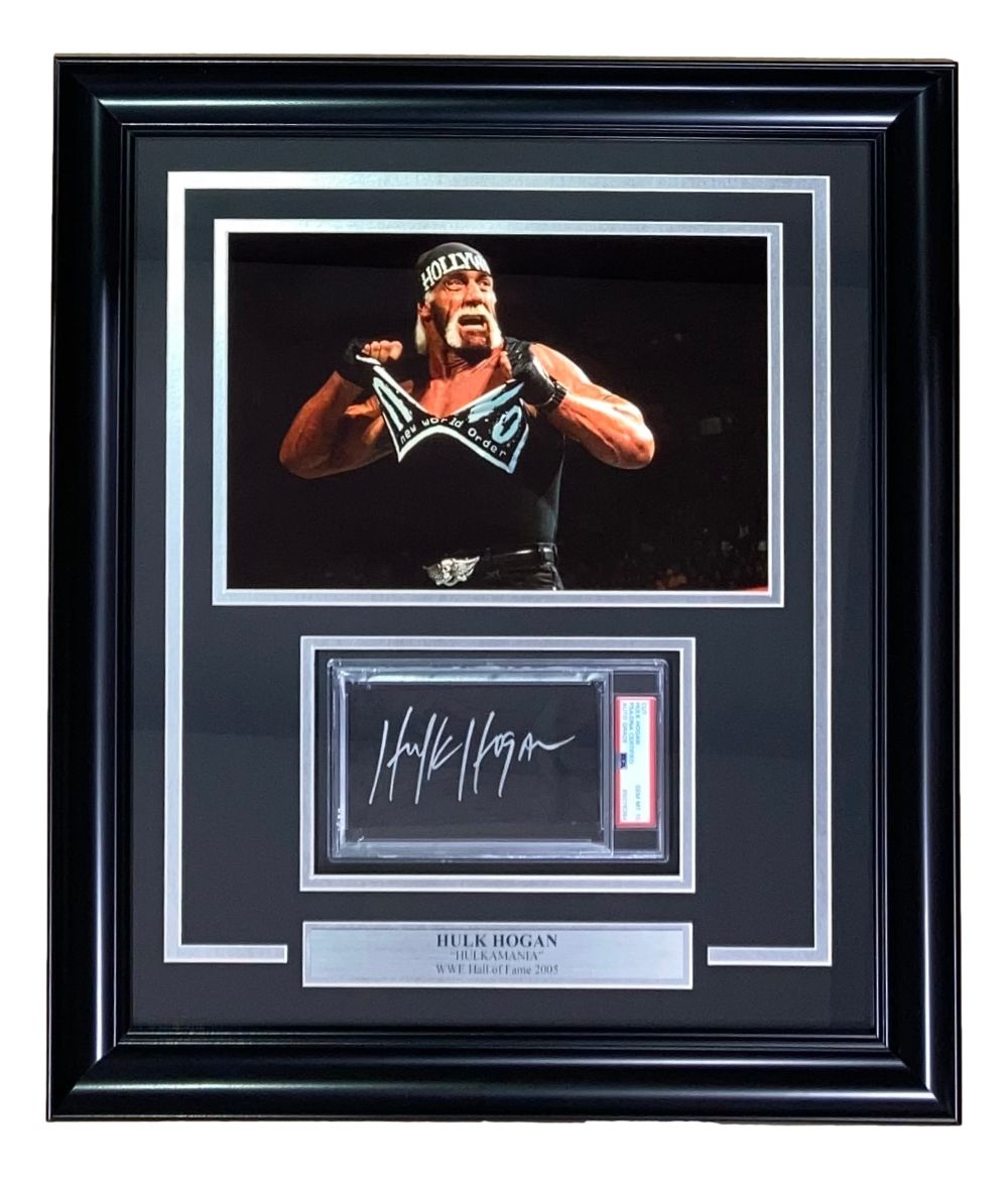 Hulk Hogan Signed Framed WWE WWF Cut Signature PSA/DNA Auto Gem MT 10