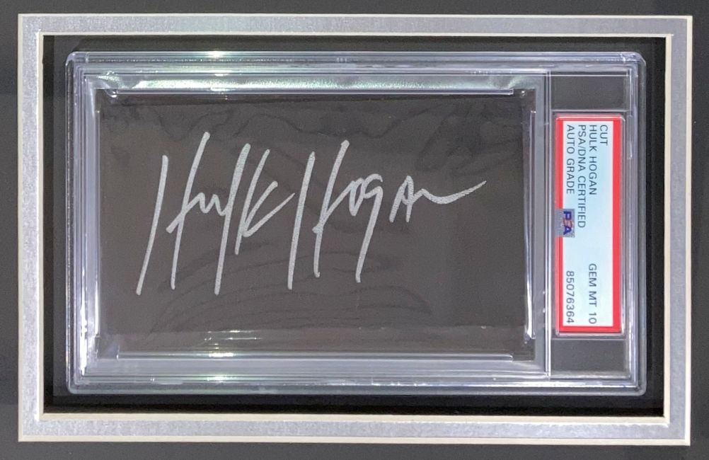Hulk Hogan Signed Framed WWE WWF Cut Signature PSA/DNA Auto Gem MT 10