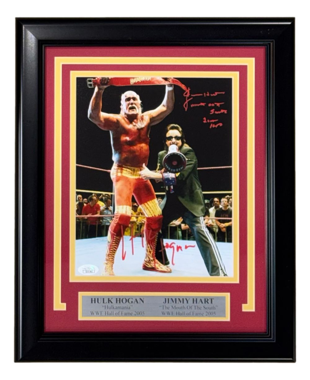 Hulk Hogan Jimmy Hart Signed Framed 8x10 WWE Wrestling Photo JSA Hologram