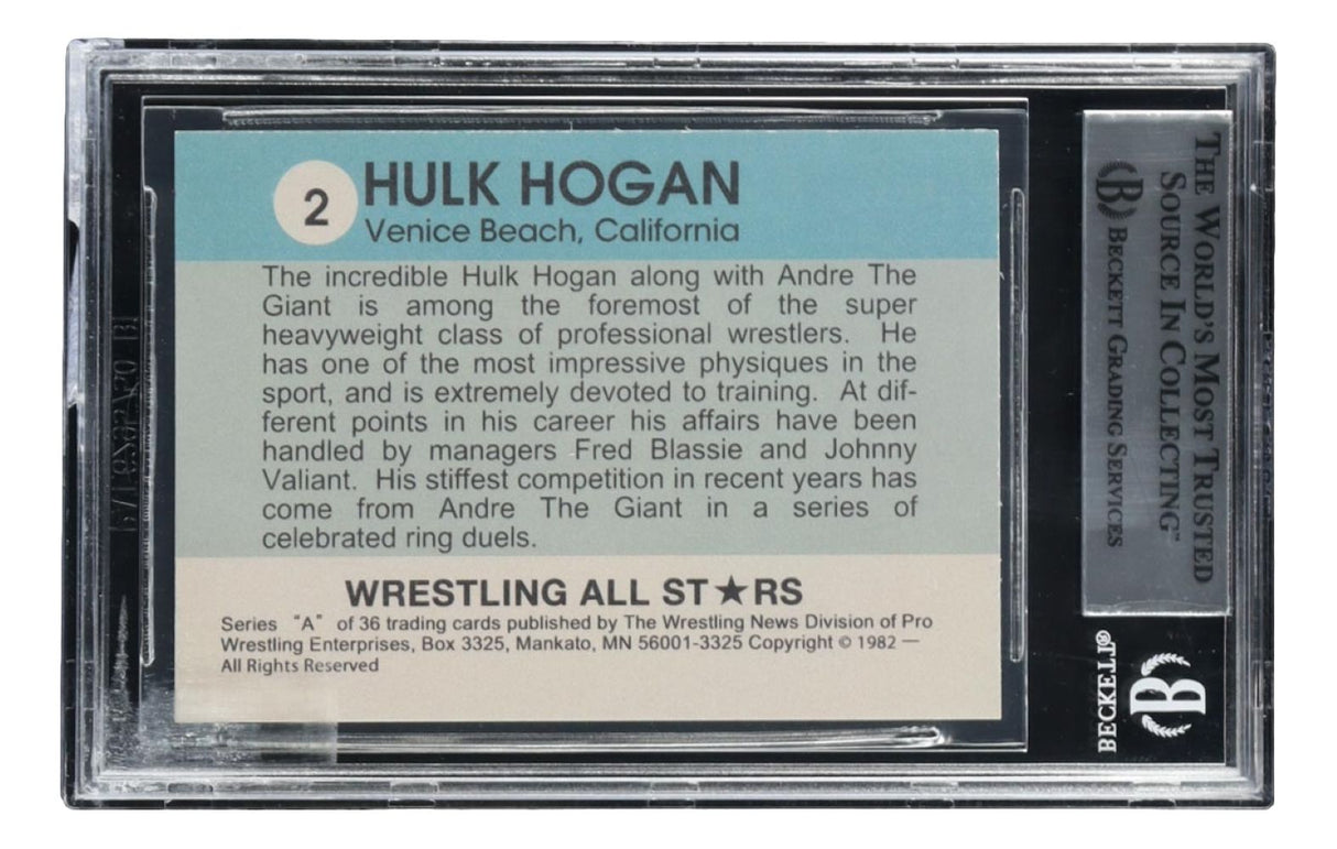 Hulk Hogan Signed Slabbed Reprint 1982 Wrestling All Stars Card #2 BAS
