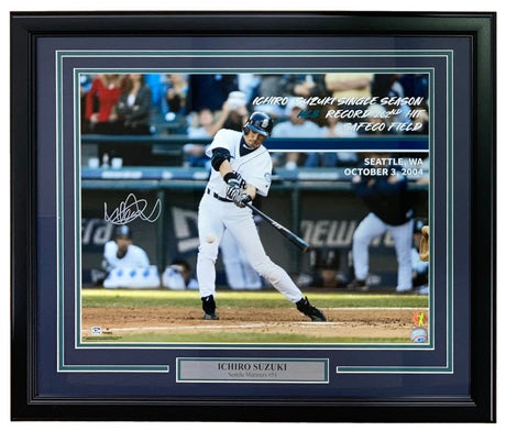Ichiro Suzuki Signed Framed 16x20 Seattle Mariners Hit Record Photo Suzuki - Sports Integrity