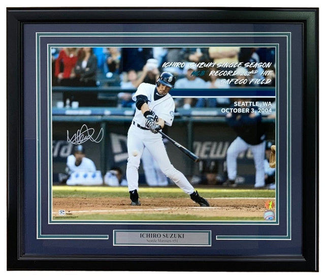 Ichiro Suzuki Signed Framed 16x20 Seattle Mariners Hit Record Photo Suzuki - Sports Integrity