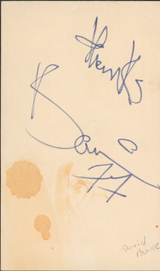 David Bowie "Thanks 77" Authentic Signed 3x5 Index Card Autographed BAS #A28960
