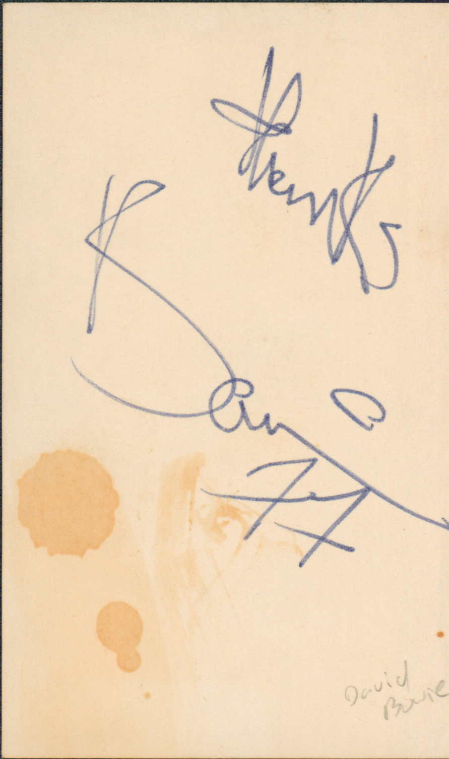 David Bowie "Thanks 77" Authentic Signed 3x5 Index Card Autographed BAS #A28960