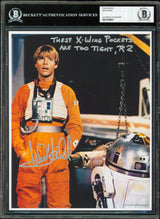Mark Hamill These X-Wing Pockets Are Too Tight, R2 Signed 8x10 Photo BAS Slabbed