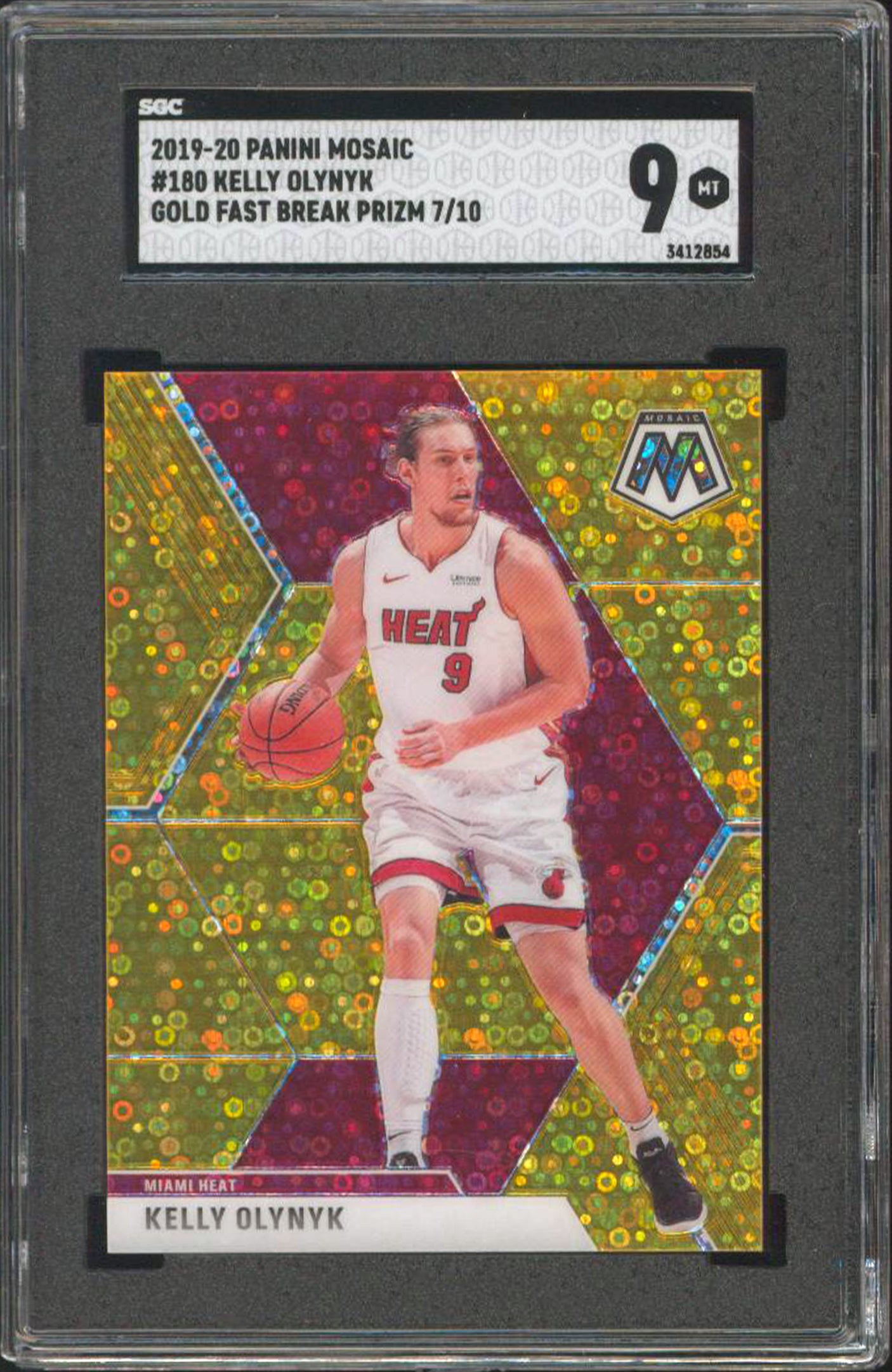 Kelly Olynyk 2019 Panini Mosaic #180 Gold Fast Break Prizm 7/10 Card Grade 9 SGC
