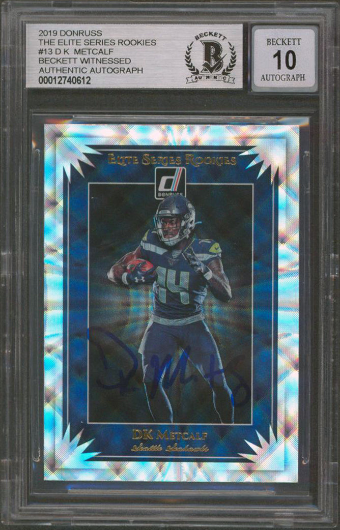 DK Metcalf Signed 2019 Donruss Elite Series Rookies #13 Card Auto 10 BAS Slab