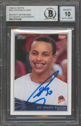 Warriors Stephen Curry Signed 2009 Topps #321 Rookie Card Auto Grade 10 BAS Slab