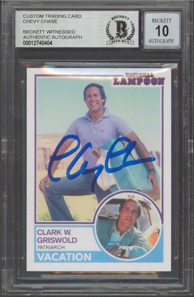 Chevy Chase Vacation Signed Griswold Custom Trading Card Auto 10! BAS Slabbed 3
