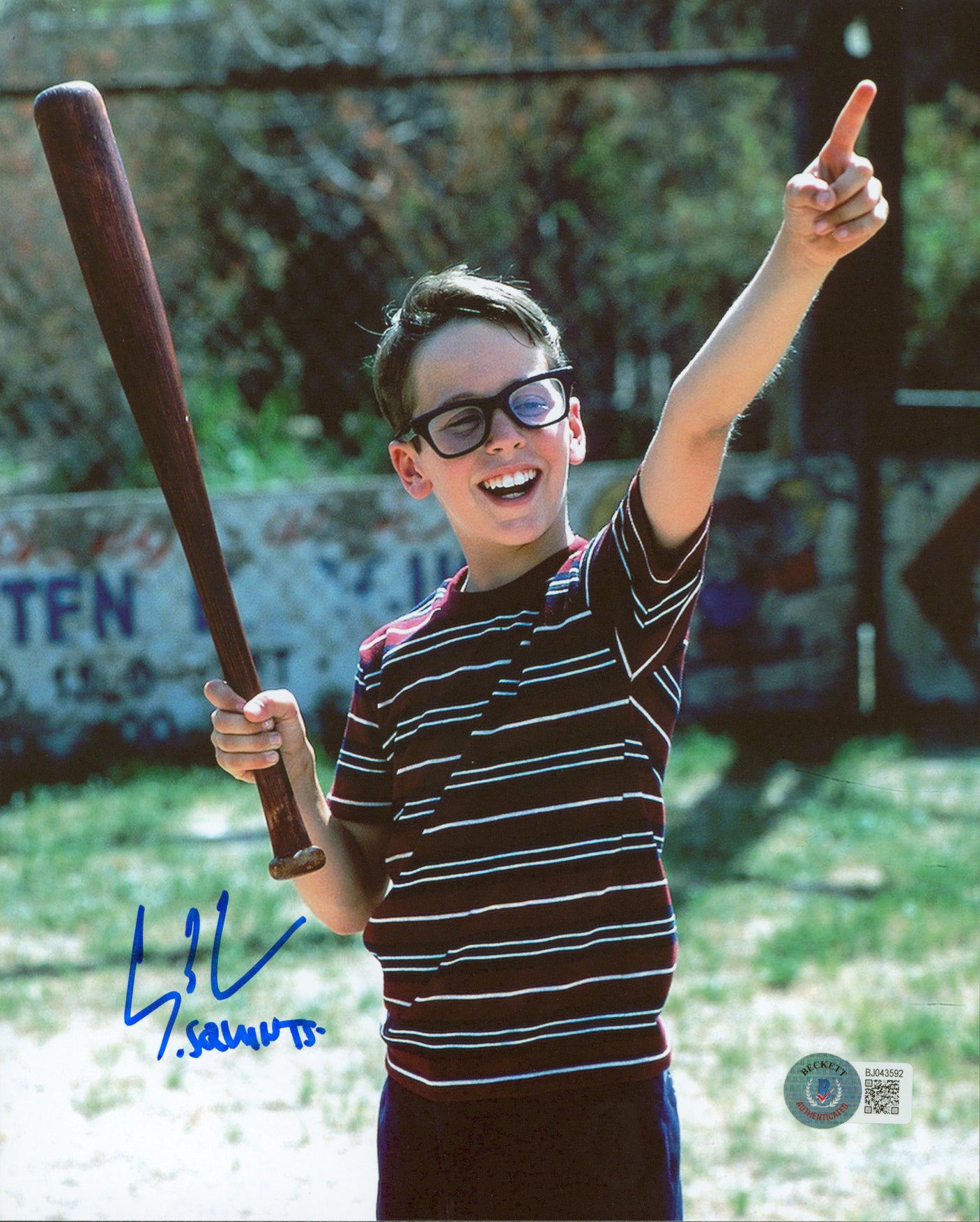 Chauncey Leopardi The Sandlot "Squints" Signed 8x10 Pointing Photo BAS